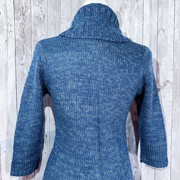 Women's Pink Rose Sweater | Blue | 3/4 Sleeves | Cowl Neck | Tunic | Medium - Picture 9 of 13